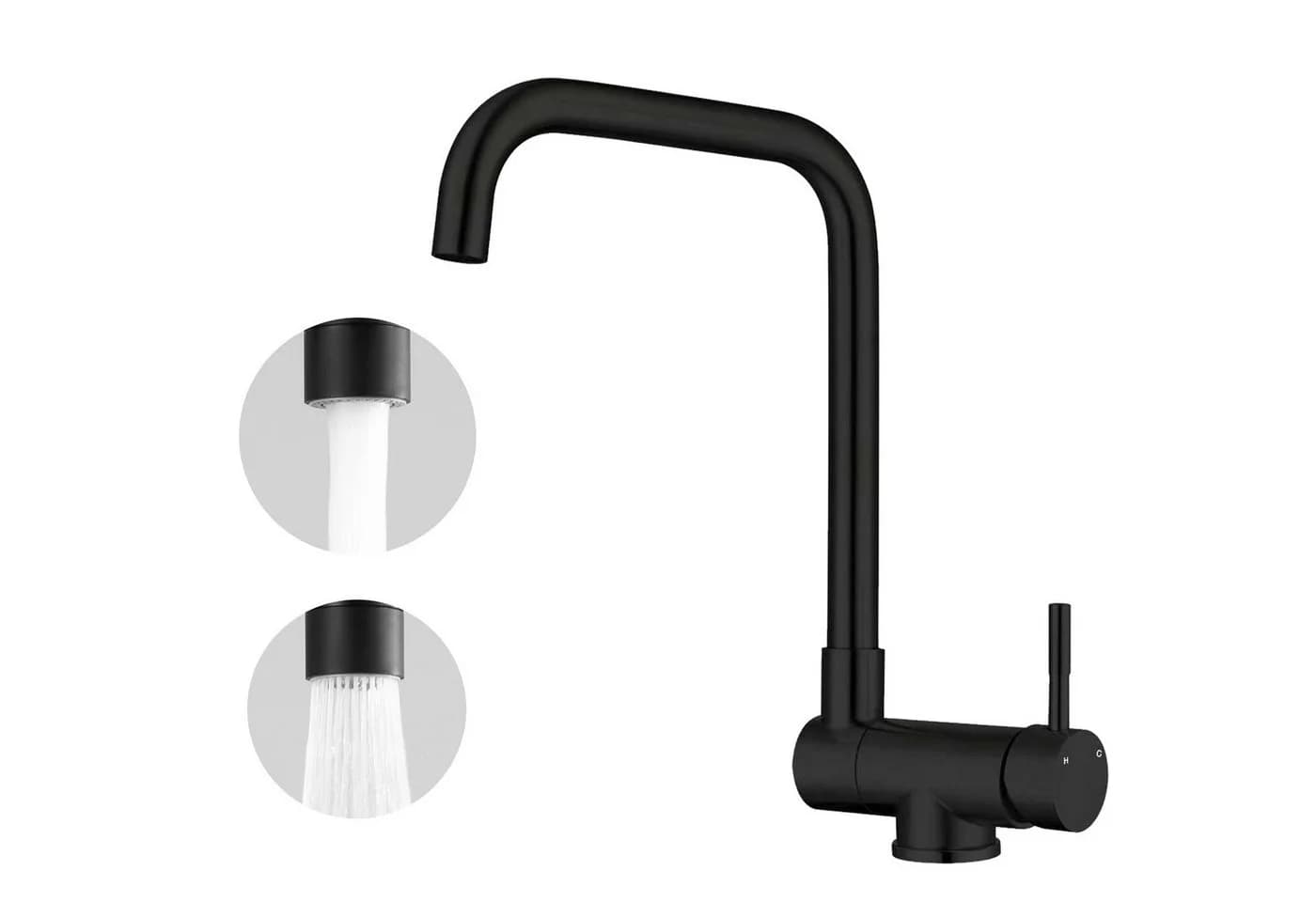 Duschparadies Küchenarmatur Wassermann L-Form Edelstahl Schwarz - Bild 2