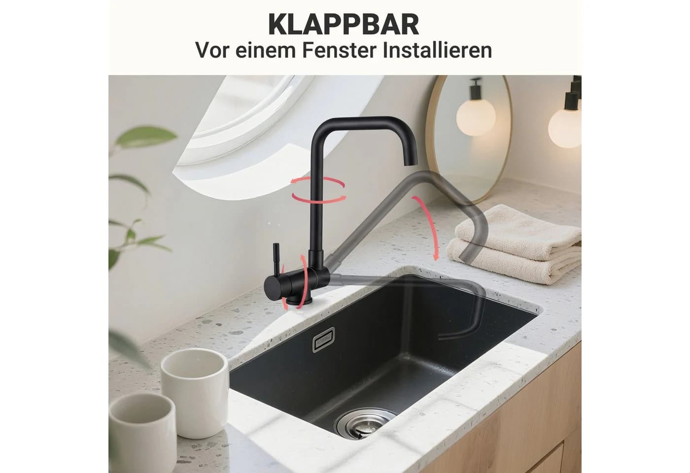 Duschparadies Küchenarmatur Wassermann L-Form Edelstahl Schwarz - Bild 3