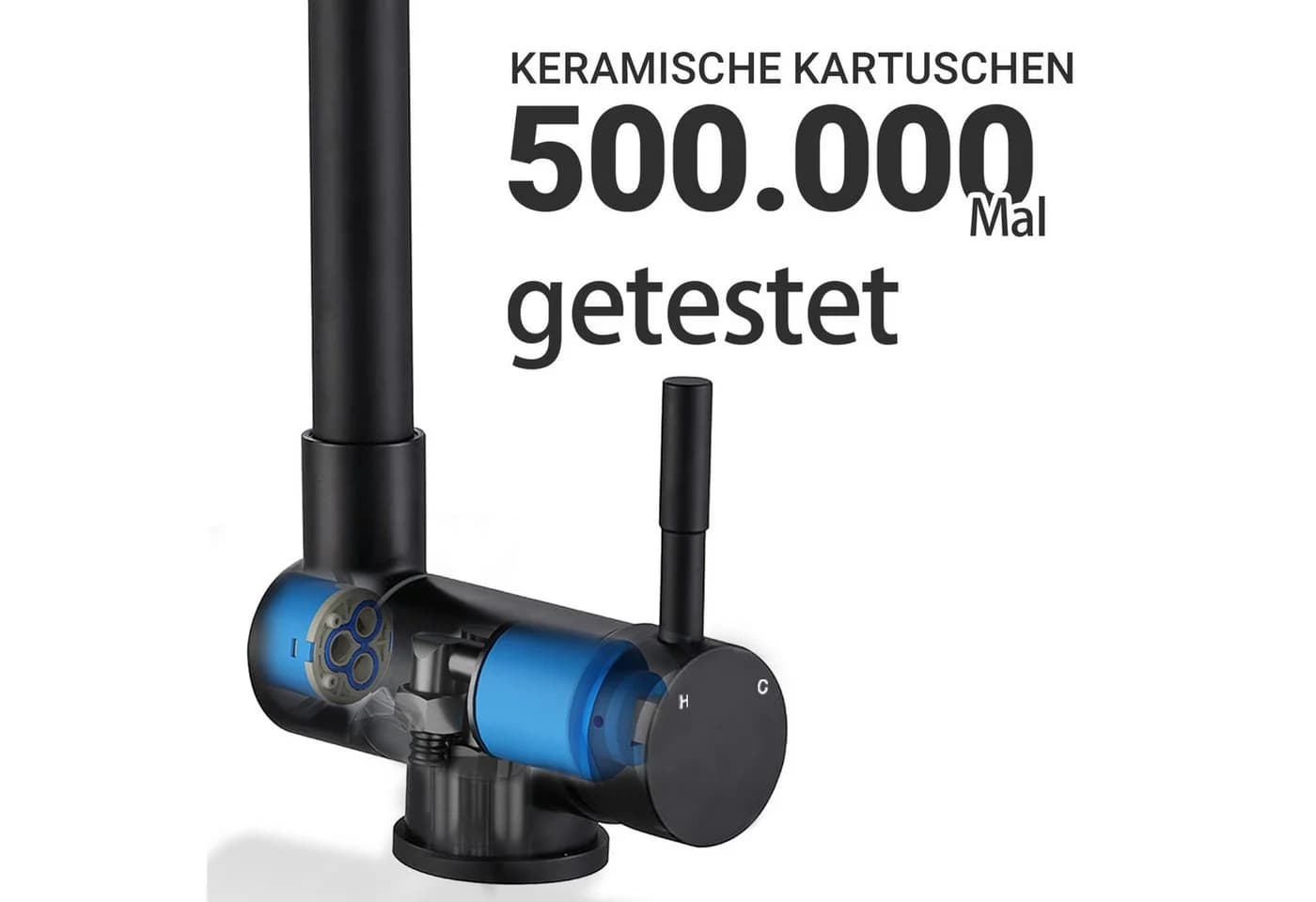 Duschparadies Küchenarmatur Wassermann L-Form Edelstahl Schwarz - Bild 5