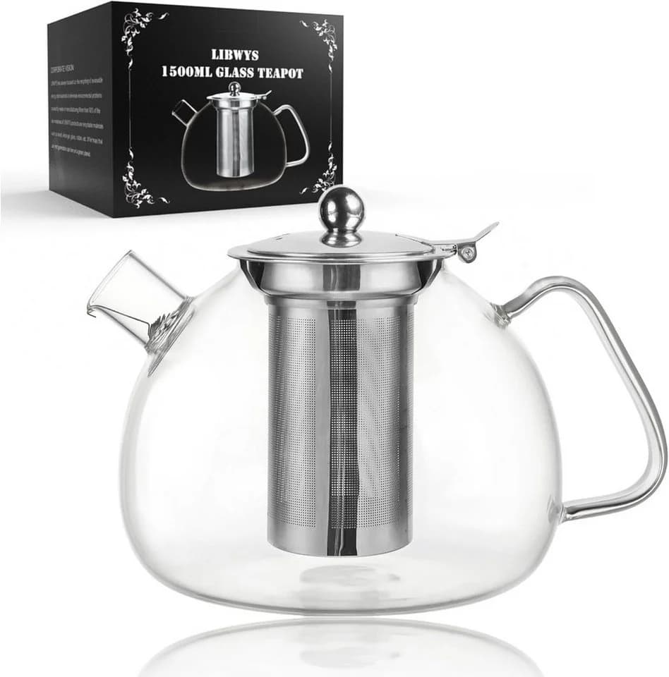 LIBWYS Teekanne Glas 1,5L mit Edelstahlsieb - Bild 2