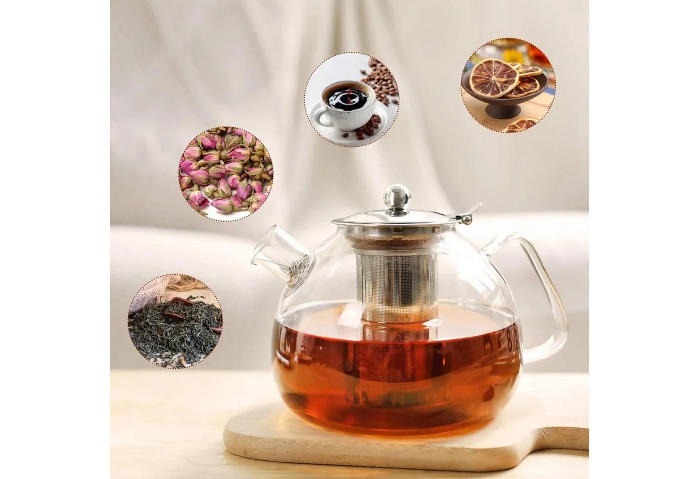 LIBWYS Teekanne Glas 1,5L mit Edelstahlsieb - Bild 5