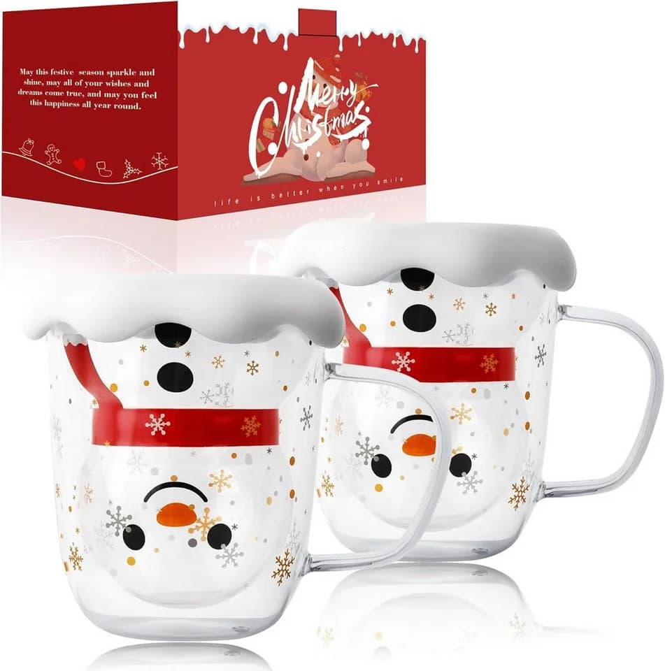 LIBWYS Thermotasse Doppelwandig 370ml mit Deckel Weiß Transparent - Bild 2