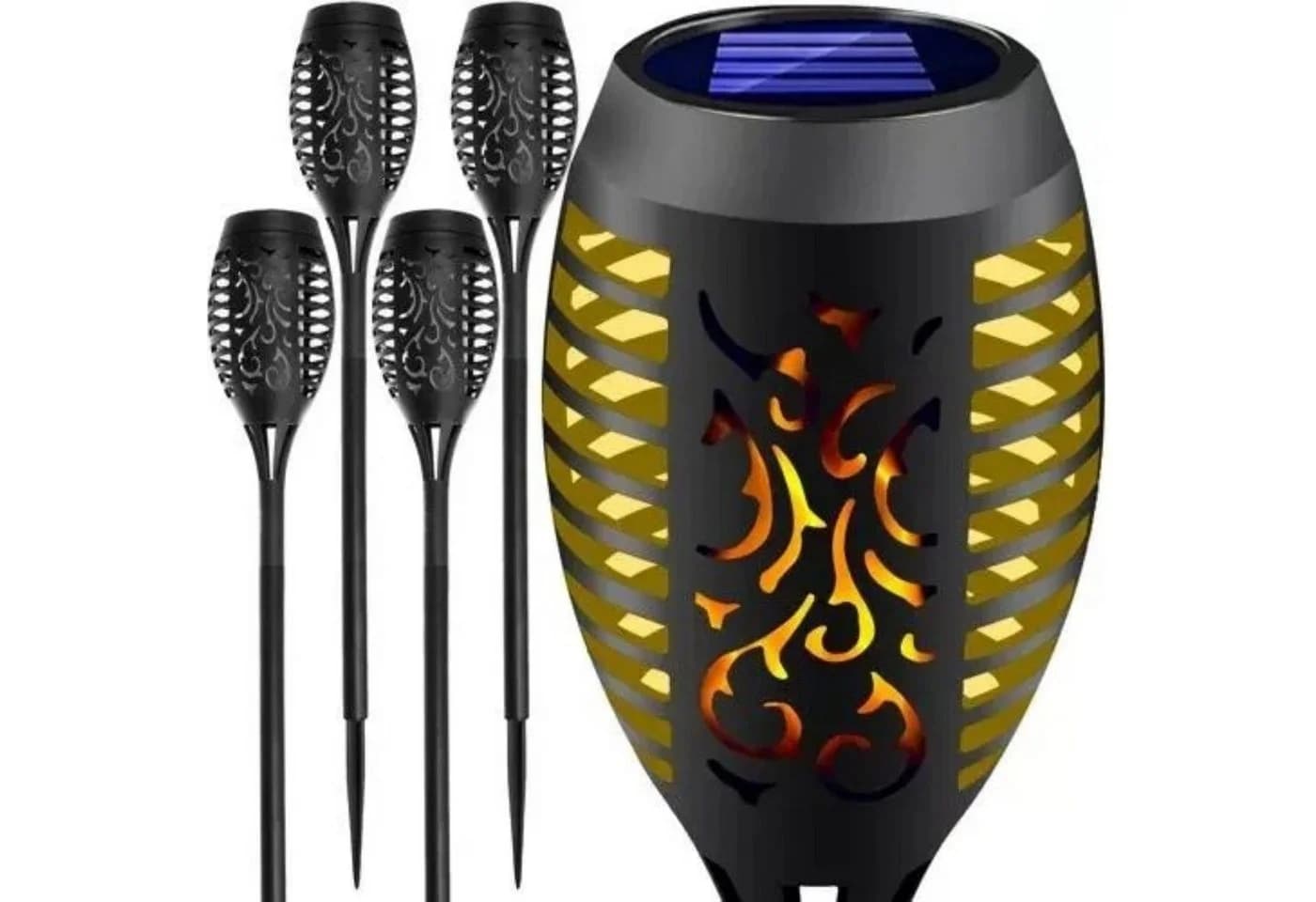 Gardlov LED Solarleuchte 4er Set Flammeneffekt Schwarz - Bild 2