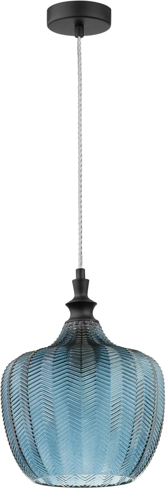 NOVA LUCE Hängeleuchte LONI Schwarz Blau 24cm