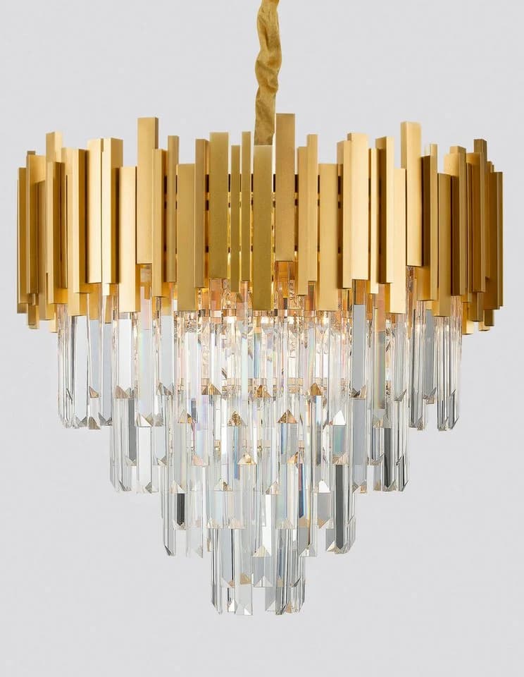 NOVA LUCE Hängeleuchte GRANE Gold Kristall Metall 8 Brennstellen Dimmbar