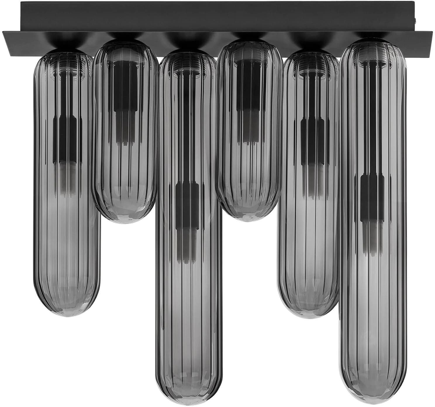 NOVA LUCE Deckenleuchte GUSTAVE Schwarz 6 Flammen Glas