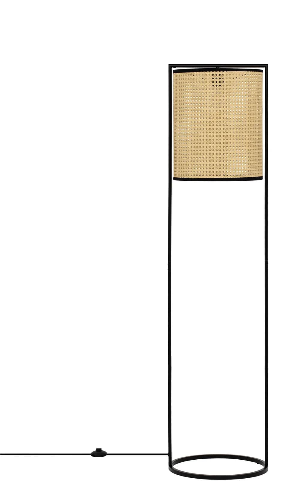 NOVA LUCE Stehlampe ERTO Aluminium Rattan Schwarz Natur