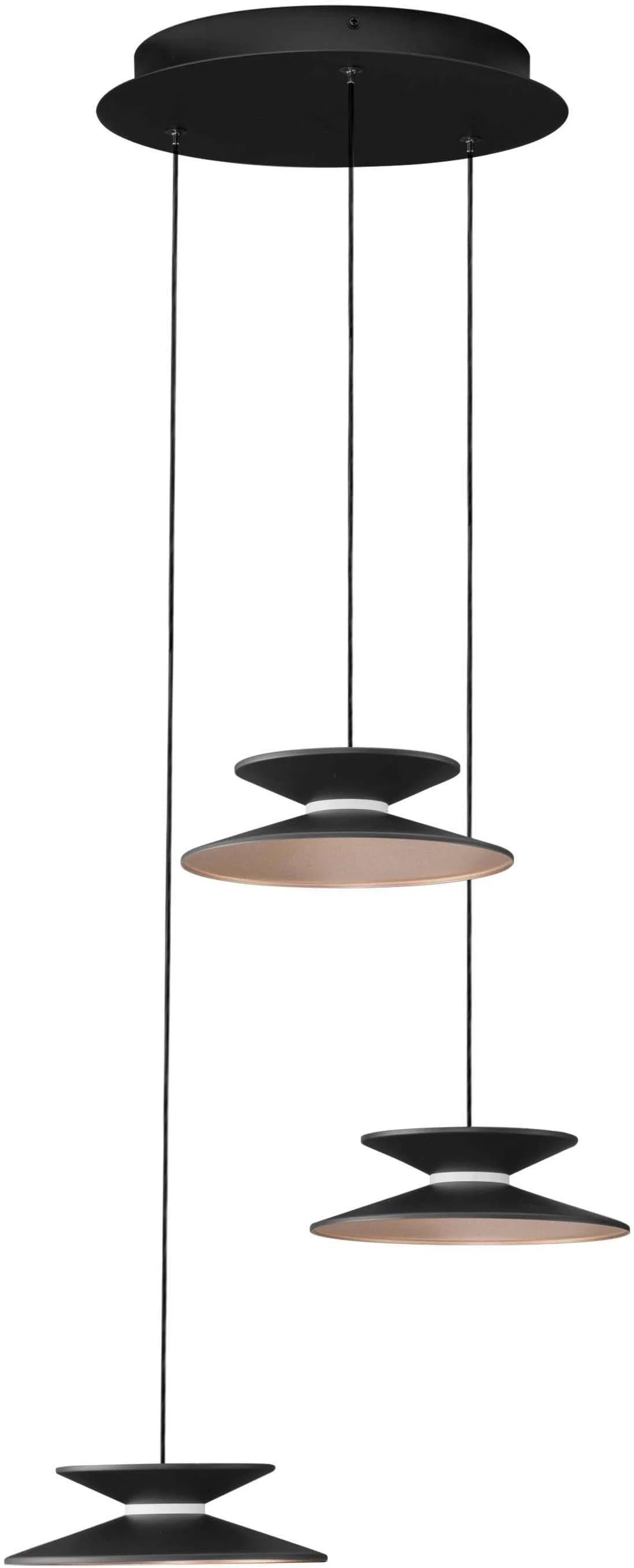 Moderne Pendelleuchte aus Acryl und Aluminium in Schwarz und Gold