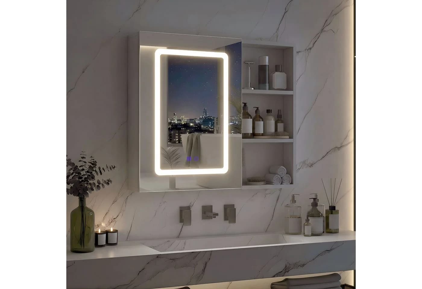 Simurq Spiegelschrank Bad mit LED-Beleuchtung & Antibeschlag - Bild 2