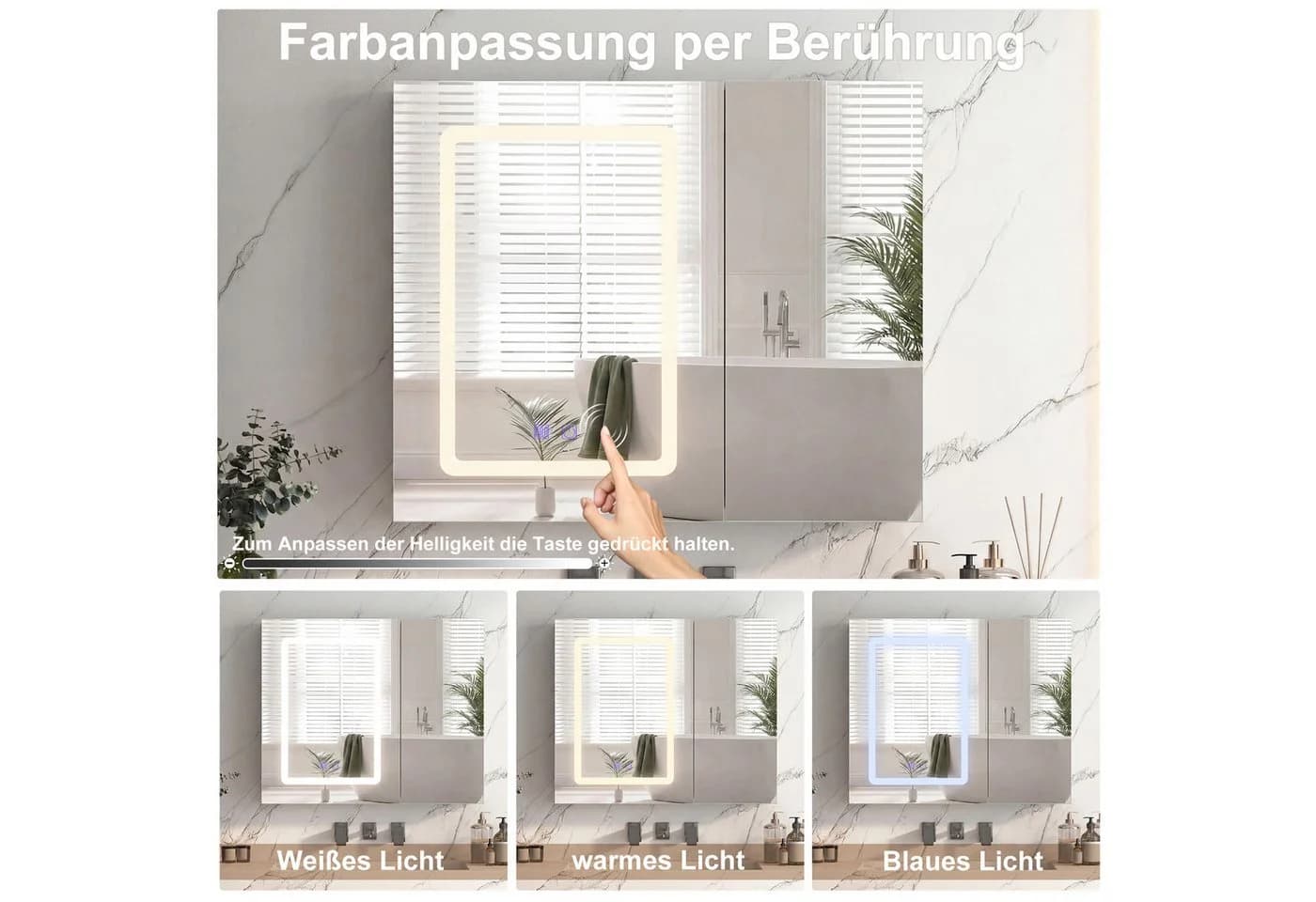 Simurq Spiegelschrank Bad mit LED-Beleuchtung und Antibeschlag