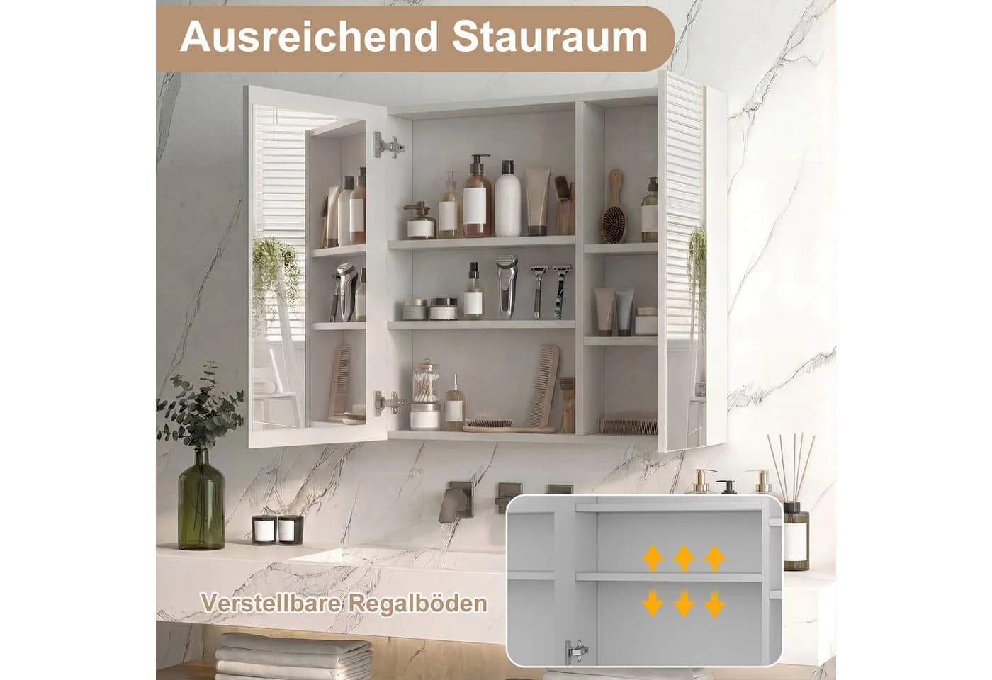 Simurq Spiegelschrank Bad mit LED-Beleuchtung und Antibeschlag - Bild 3