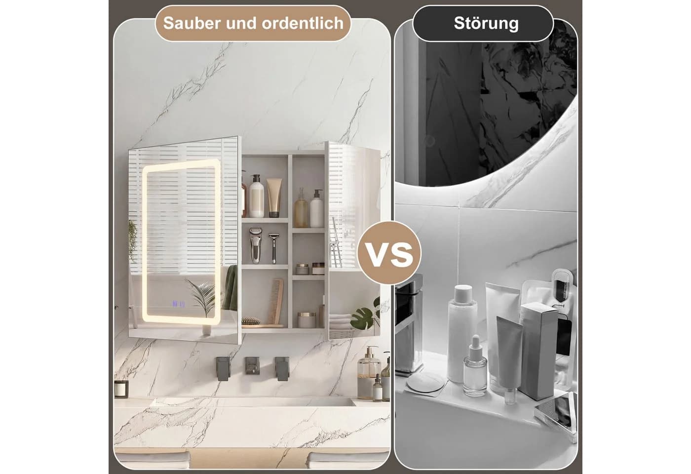 Simurq Spiegelschrank Bad mit LED-Beleuchtung und Antibeschlag - Bild 5