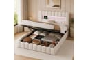 Simurq Polsterbett 140x200 LED Stauraumbett Beige Grau Bild 1