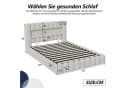 Simurq Polsterbett 140x200 LED Stauraumbett Beige Grau Bild 3