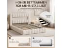 Simurq Polsterbett 140x200 LED Stauraumbett Beige Grau Bild 4