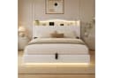 Simurq Polsterbett 140x200 mit Stauraum, LED & USB-Port Samt Beige Bild 2