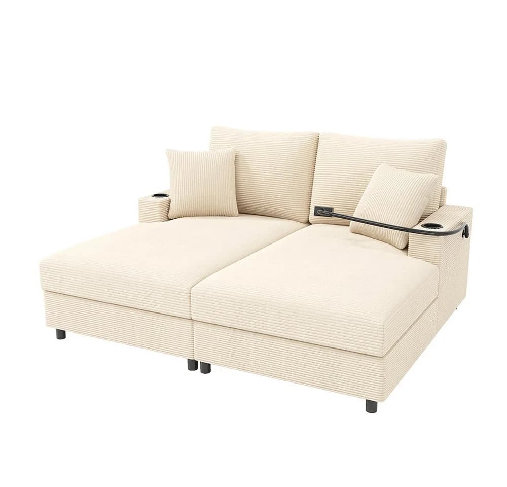 Sweiko Schlafsofa XXL Beige mit USB-Anschluss & Schlaffunktion - Bild 5