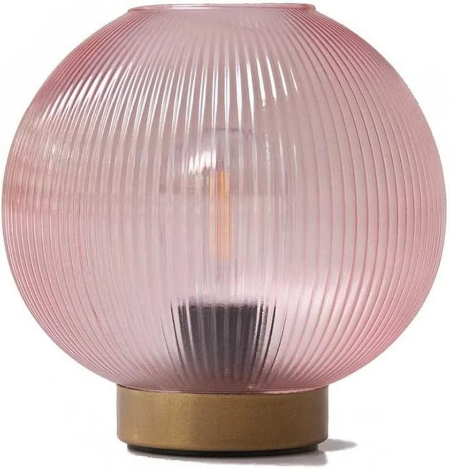 hab & gut LED Dekolampe Glaskugel Rosa Warmweiß Batteriebetrieben