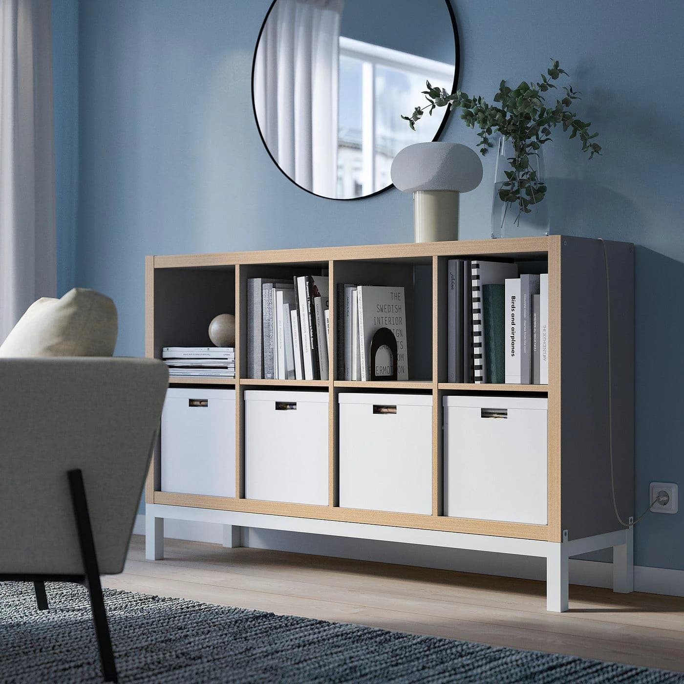 IKEA KALLAX Regal mit Untergestell Weiß/Grau