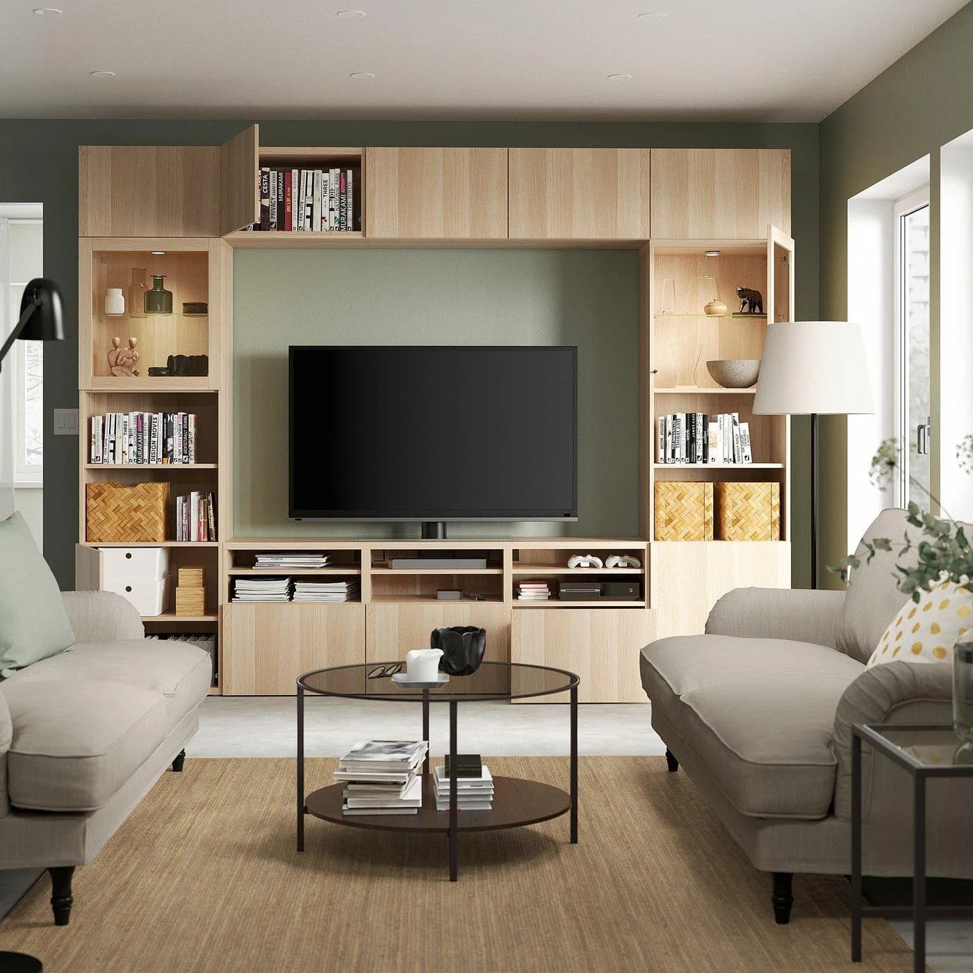 IKEA BESTÅ TV-Kombination mit Vitrinentüren Weiß