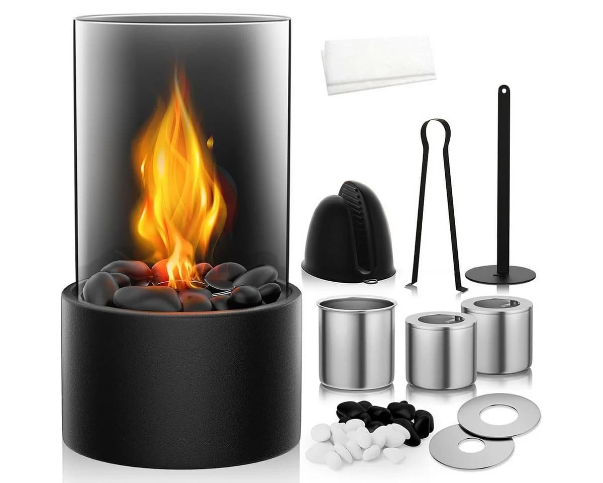 LaCute Bioethanol Tischkamin Schwarz mit Glas und Zubehör - Bild 2