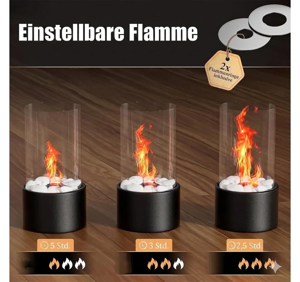 LaCute Bioethanol Tischkamin Schwarz mit Glas und Zubehör - Bild 5