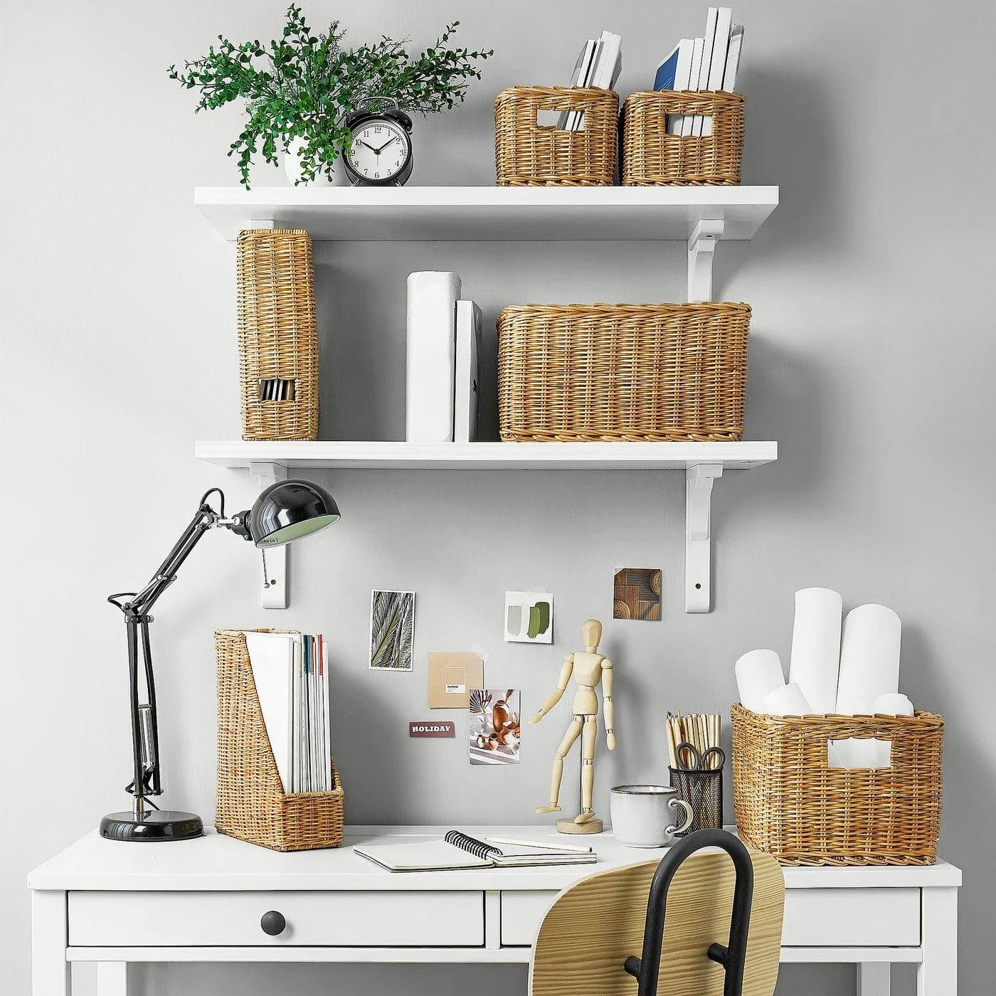 IKEA TRUMMIS Korb Rattan Handarbeit