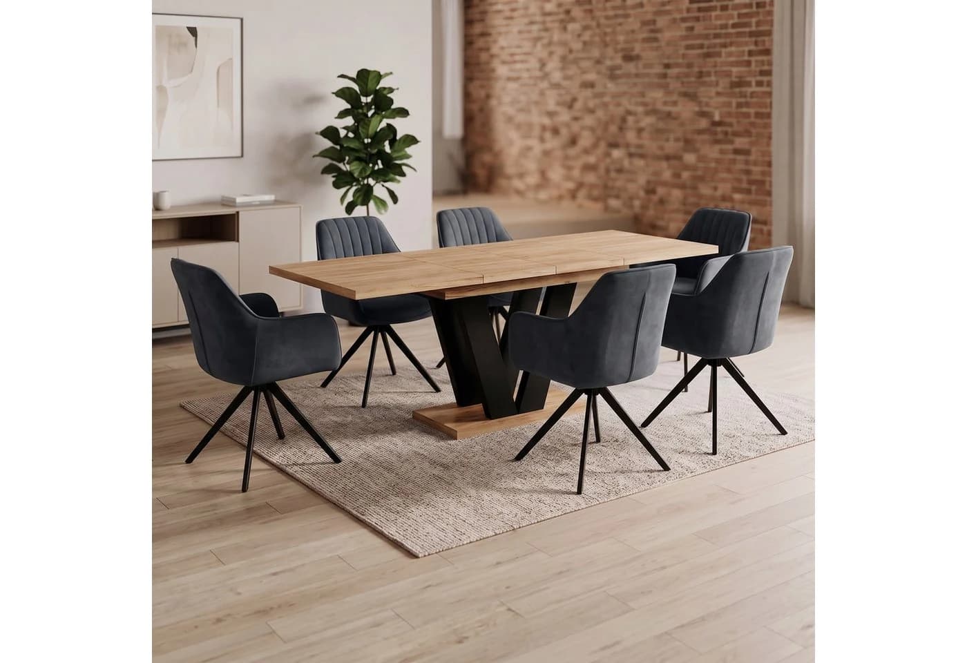 Endo-Moebel Essgruppe Lara 7-tlg. Esstisch ausziehbar 130/210cm mit 6 Stühlen - Bild 2