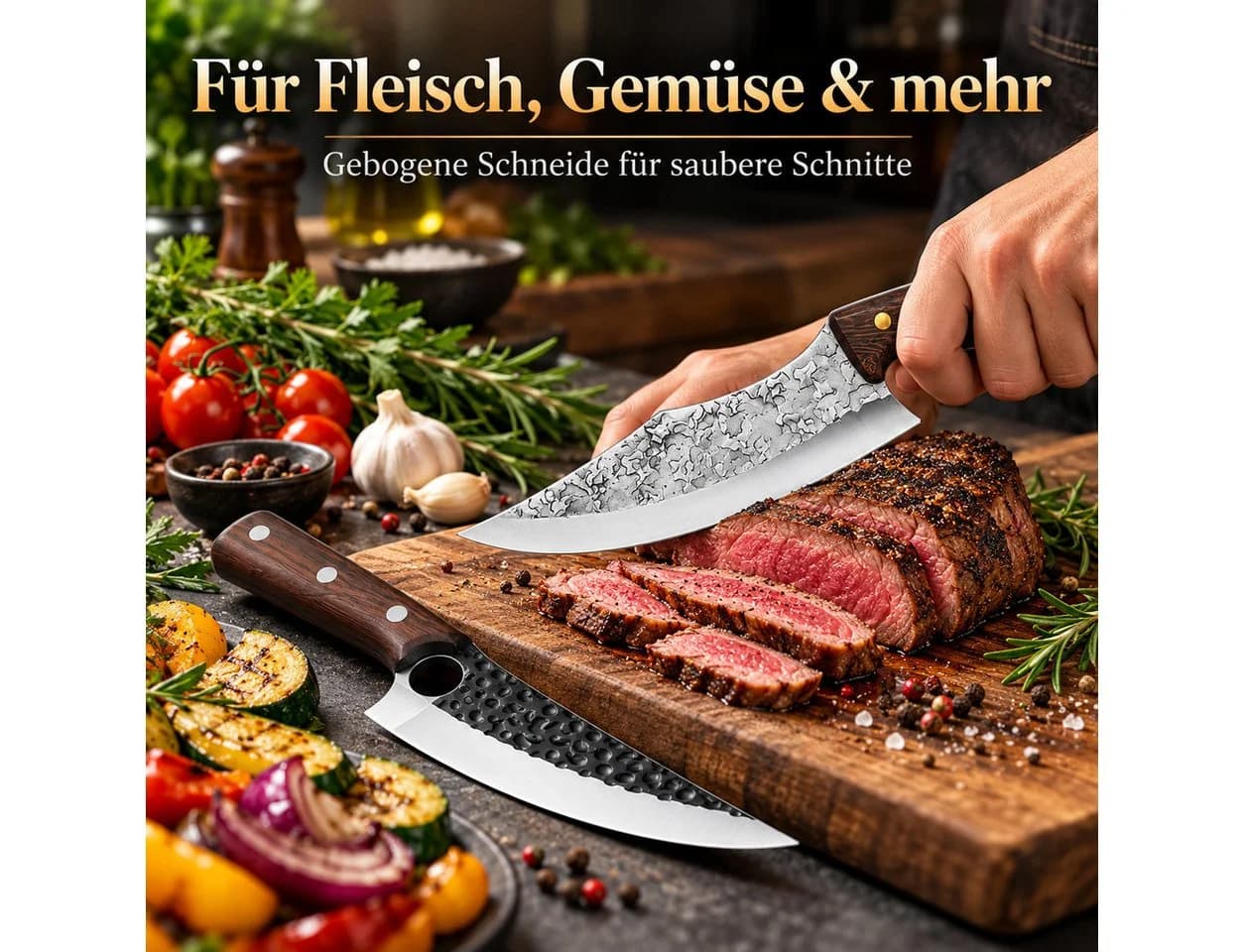 Diyarts Butchermesser Set 2-tlg. mit Holzgriff & Schutztasche - Bild 4