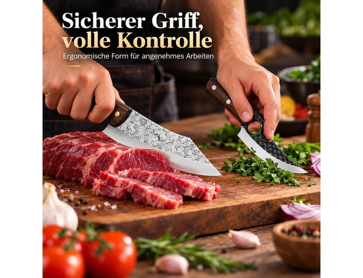 Diyarts Butchermesser Set 2-tlg. mit Holzgriff & Schutztasche - Bild 5
