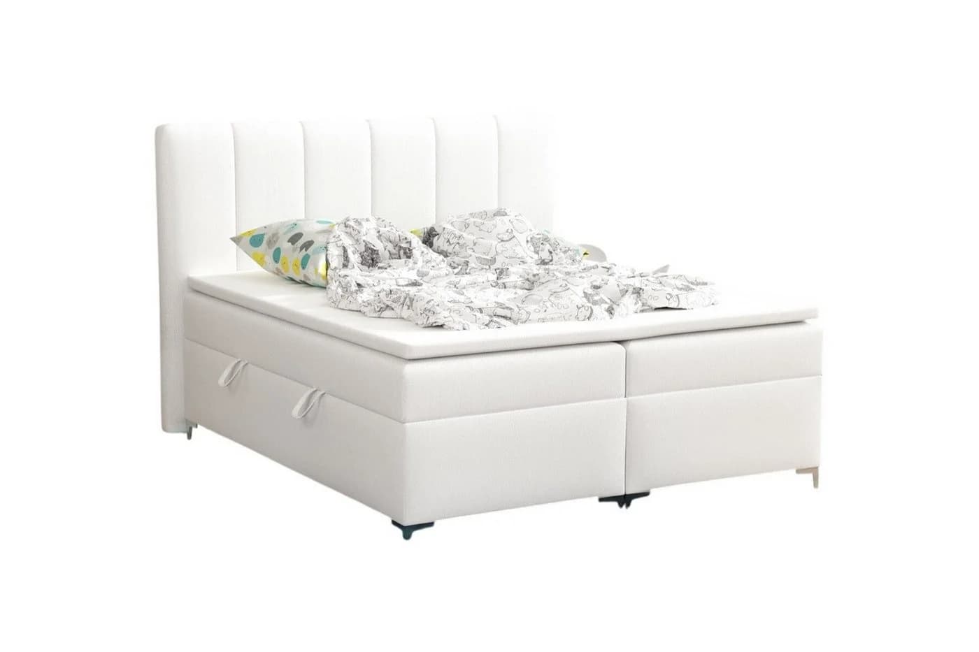 Fun Möbel Boxbett ANGEL Weiß Kunstleder mit LED-Beleuchtung & Bettkästen
