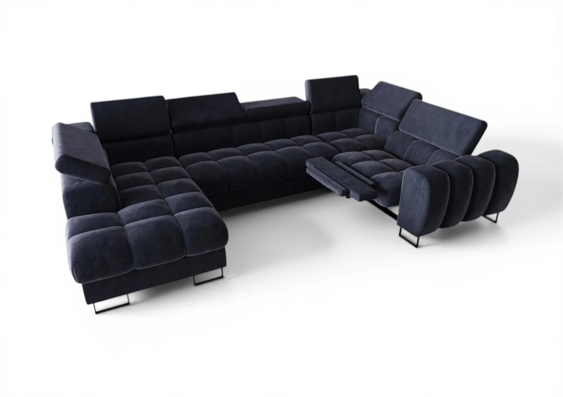 Fun Möbel WOHNLANDSCHAFT Bastien Relax Blau Textil Relax