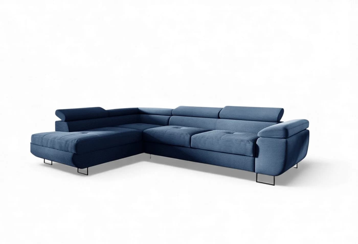 Fun Möbel Ecksofa FUN LUCY mit Schlaffunktion und Bettkasten Cordstoff Poso Blau