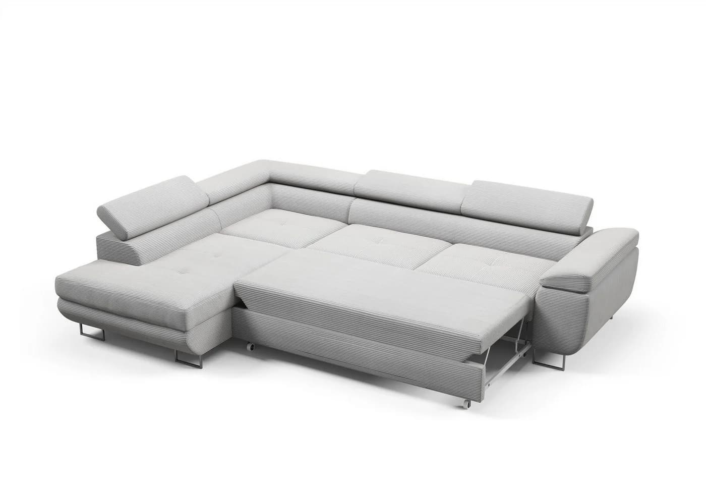 Fun Möbel Ecksofa FUN LUCY mit Schlaffunktion und Bettkasten Cordstoff Poso Blau - Bild 4