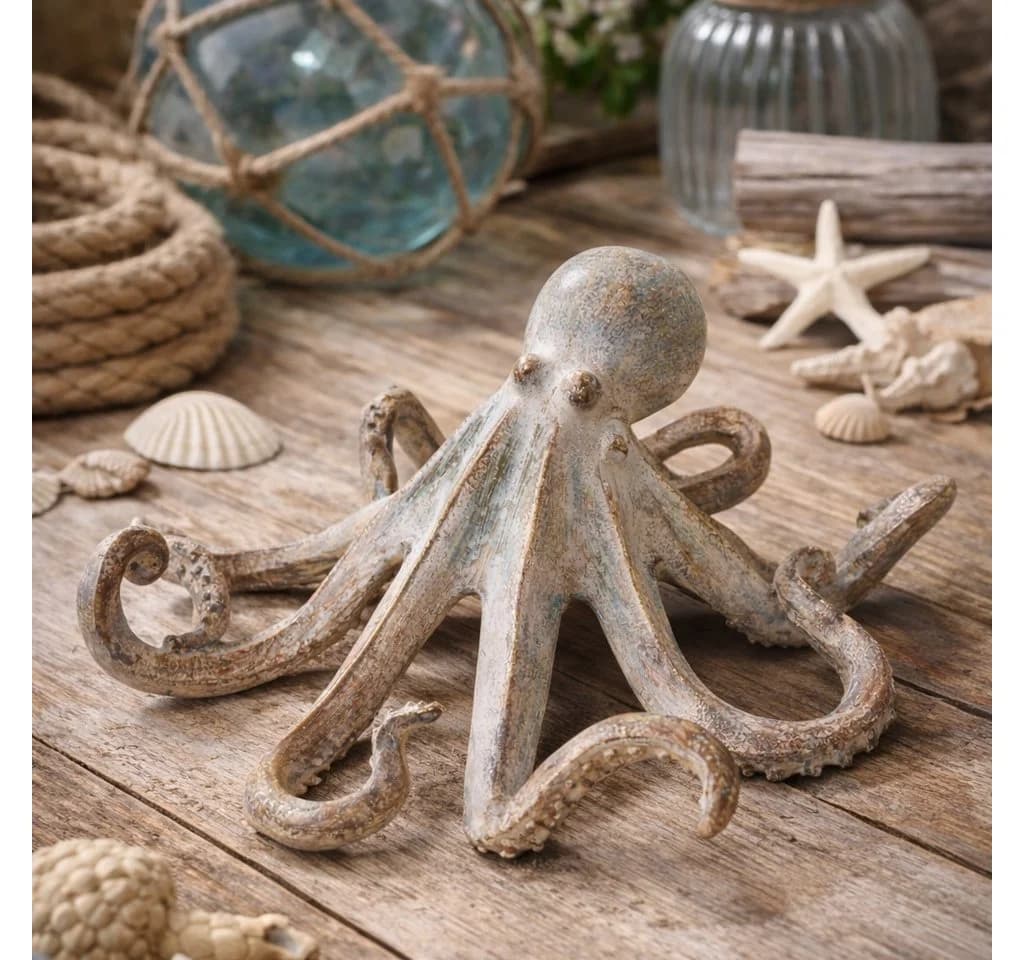 MF Oktopus Dekofigur Marinus Handbemalt Braun 32cm - Bild 2