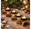 MF Adventsleuchter Teelichthalter Asteria Stern Mangoholz für 4 Teelichter Bild 3