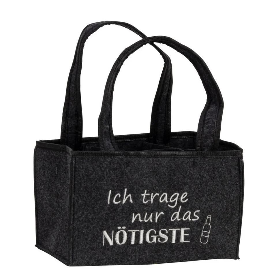 MF Bierflaschenträger Schwarz Filz für 6 Flaschen mit Tragegriff