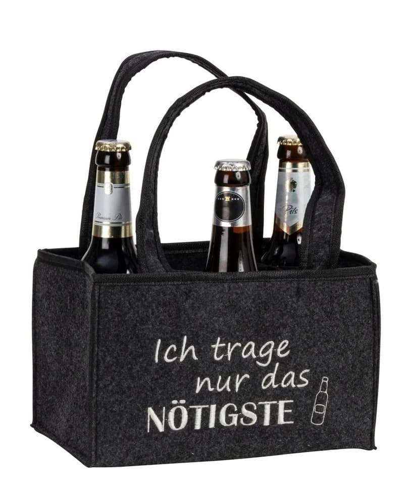 MF Bierflaschenträger Schwarz Filz für 6 Flaschen mit Tragegriff - Bild 5
