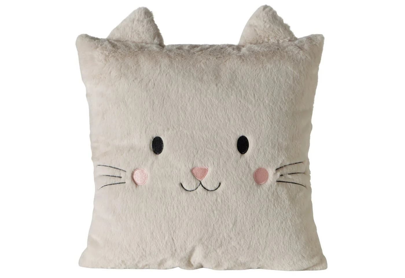 BOLTZE Dekokissen Mizi mit Katzenmotiv Beige Polyester