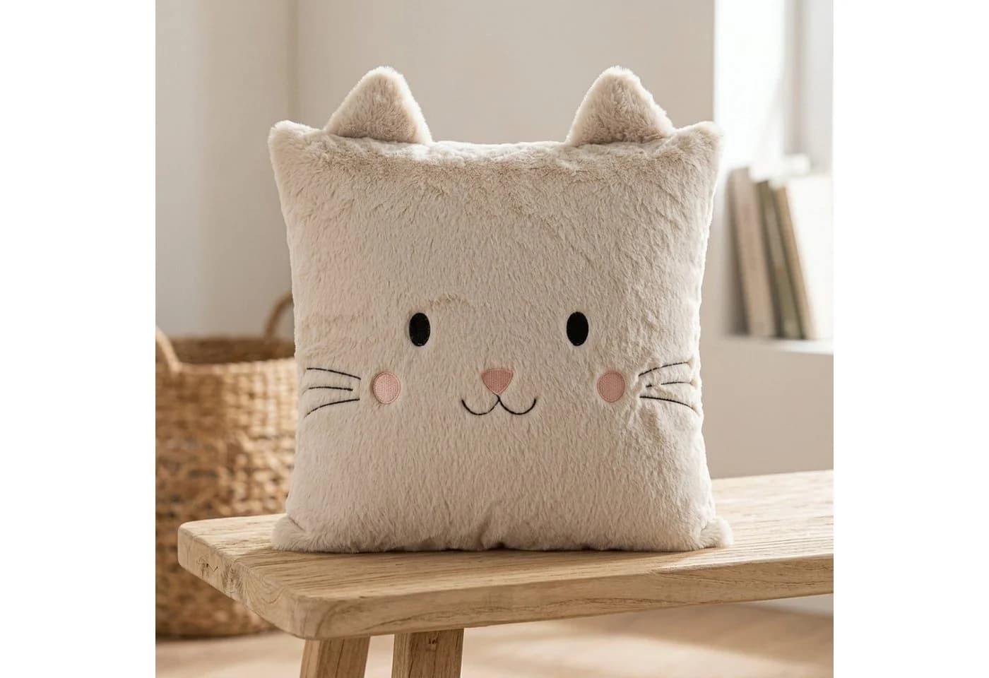 BOLTZE Dekokissen Mizi mit Katzenmotiv Beige Polyester - Bild 3