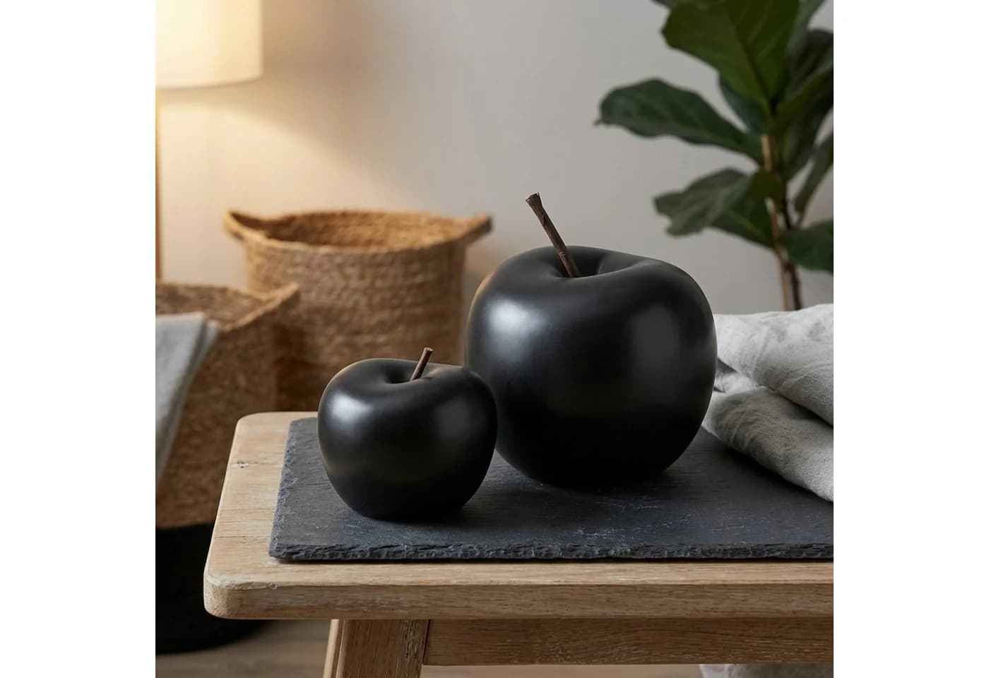 MF Deko Äpfel Noir Set Schwarz Steingut - Bild 4