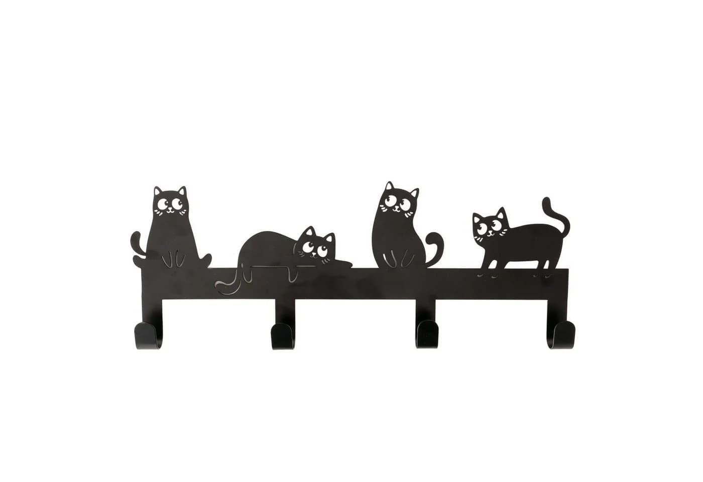 MF Wandgarderobe Katzenbande Schwarz mit 4 Haken