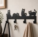 MF Wandgarderobe Katzenbande Schwarz mit 4 Haken Bild 2