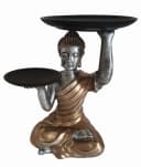MF Buddhafigur Siddhara mit Serviertabletts gold dekorative Ablagefigur Bild 1
