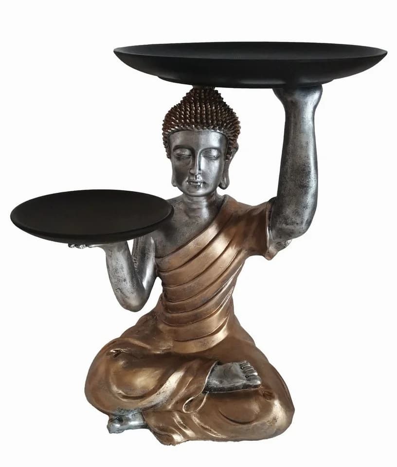 MF Buddhafigur Siddhara mit Serviertabletts gold dekorative Ablagefigur