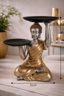MF Buddhafigur Siddhara mit Serviertabletts gold dekorative Ablagefigur Bild 3
