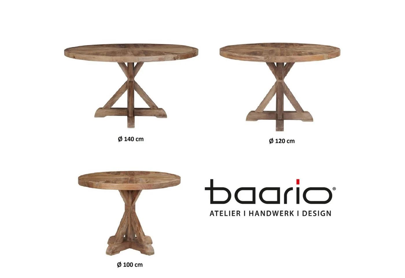 baario Esstisch Klostertisch CHATEAU 100cm rustikal massiv Holz - Bild 5
