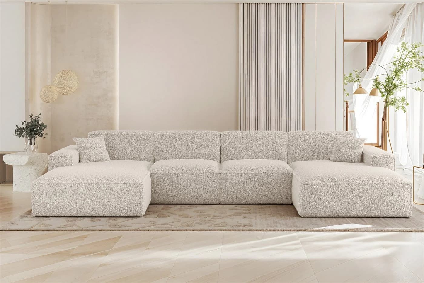 Fun Möbel WOHNLANDSCHAFT Celes Premium In Sven Sofa-Set Weiß - Bild 2