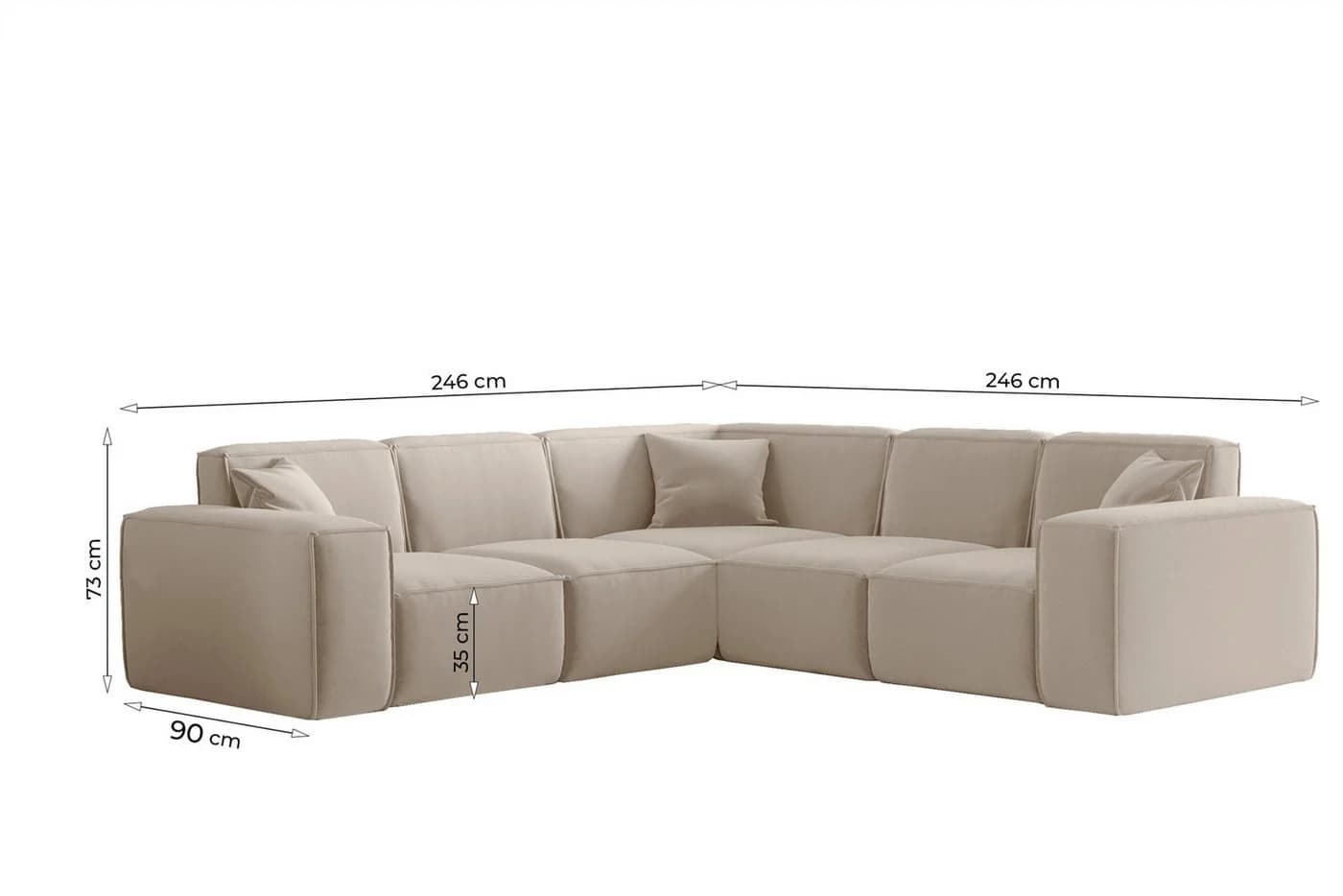 Fun Möbel Ecksofa Designersofa FuN PEREZ PREMIUM in Stoff Artico Universal (246cmx246cm) - Bild 3
