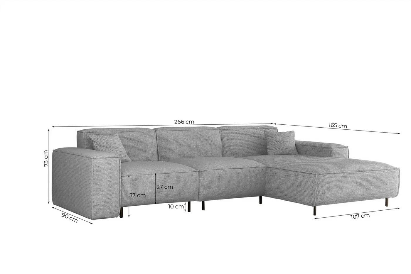Fun Möbel Ecksofa GLORIA mit Ottomane in Stoff Taupe - Bild 3